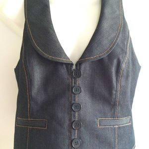 Ann Taylor Loft Vintage Navy Denim Vest size 2usp